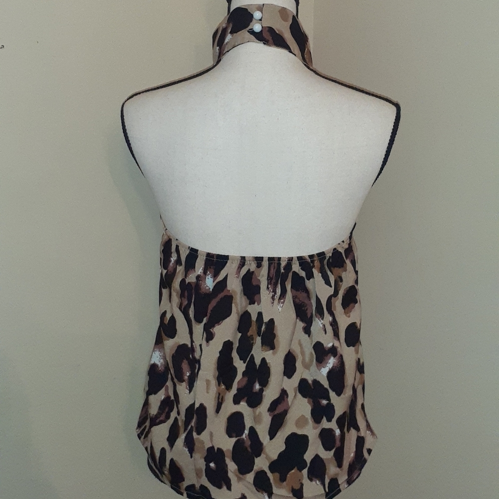 Hirigin Womens Sexy Leopard Print Halter Neck Slee - Picture 3 of 5